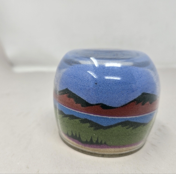Sand Globe Art Painted Mountains Bird Cloud Glass Paperweight Arizona Artist - Picture 3 of 8